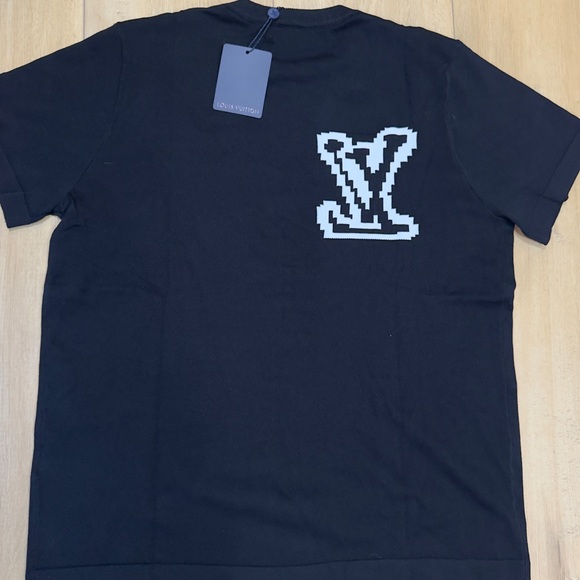 Louis Vuitton Black Tee with Pixelated Logo - Picture 1 of 3